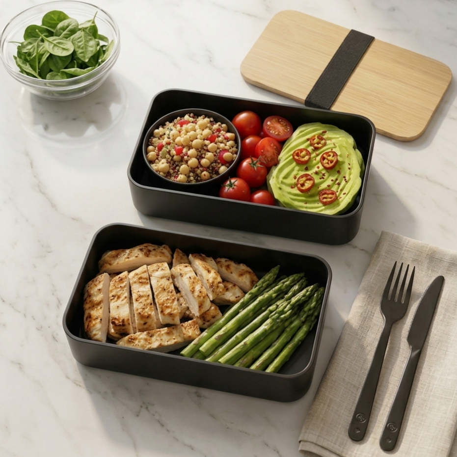 Idée de composition de repas dans une boite lunch box repas nomade